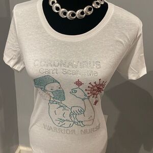 Warrior Nurse Graphic Tee | Novelty Statement T-Shirt | White | New